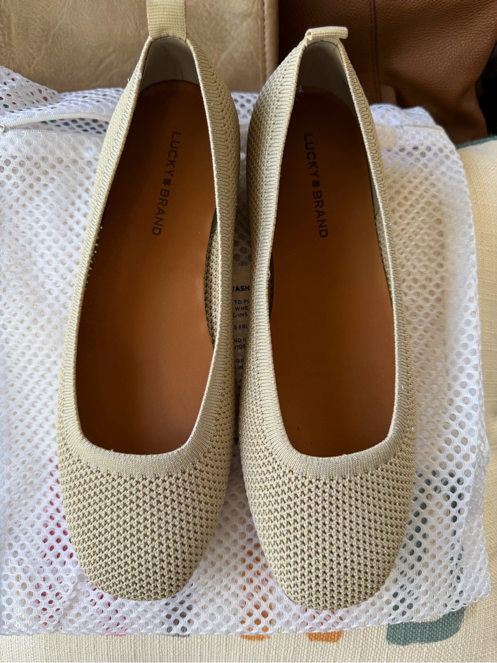 Lucky Brand Daneric Beige Knit Ballet Flats